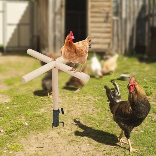Chicken Perch for Coop, Wooden Chick Perch Stand with Metal Ground Plug, Chicken Coop Backyard Poultry Accessories, Suitable for Poultry Rooster Chicks Large Bird Parrot - size: 17 × 17 Inch