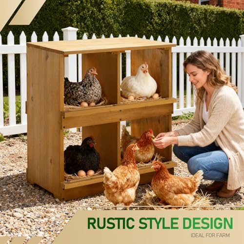 Outvita Nesting Boxes for Chickens 4 Compartments, Wood Chicken Nesting Box Wall Mount, Versatile Use Nest Box for Chicken Coop, Easy to Assemble for Chicken, Hens, Ducks - color: 4 Compartments