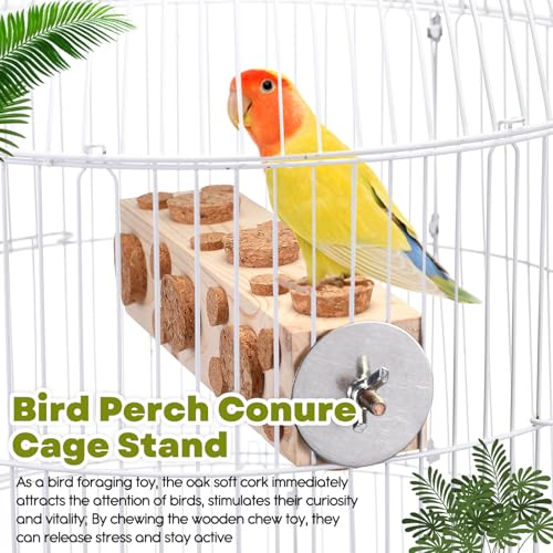 Skyygemm 2 Pieces Bird Chew Toy Wooden Foraging Toys for Birds Parrot Cork Stopper Toys Woodpecker Feeding Toy for Macaws, Small Parakeets, Conures, Budgies, Finches Conure Cockatiel