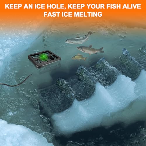 Aobiono Upgraded Pond Heater De-Icer with Light Indicator, Automatic Thermostatic Control 48°F On / 95°F Off, Keeps Ice Hole for Fish Koi Ponds, Stock Tanks, Bird Baths, 12 ft Cord (500W)