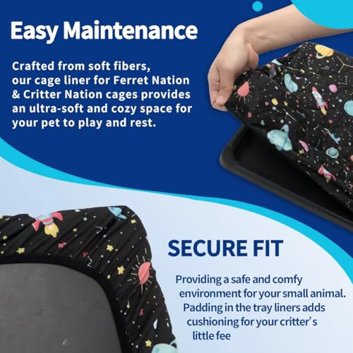 YKD Ferret Cage Liners for Ferret Nation & Critter Nation Cages | Waterproof Chinchilla Cage Accessories, Washable Bedding, for Ferrets, Chinchillas, Rats (Black, Shelf Liner) - size: Shelf Liner