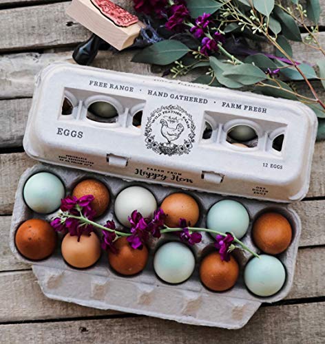 Egg Cartons- Adorable Printed Design for Farm Fresh Eggs, Recycled Paper Cardboard, Sturdy & Reusable, Holds up to XL Chicken Eggs (Blank Stamping, 25) - color: Blank Stamping, size: 25