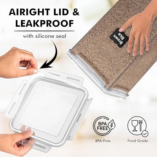2 PC [7 Qt / 6.5L / 220 Oz] Large Food Storage Containers with Lids Airtight - BPA Free Clear Plastic Kitchen and Pantry Storage Containers for Cereal, Flour, Sugar, Rice - color: White - 2 Pack