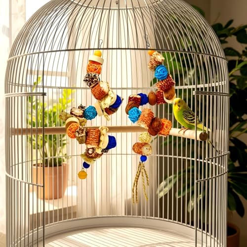 Natural Bird Rope Perches Toys, Birdcage Hanging Chew Toys | Parakeet Swing Chew Toys, Birdcage Hanging Toys, For Conure Cockatiel Budgies Lovebird Parrot