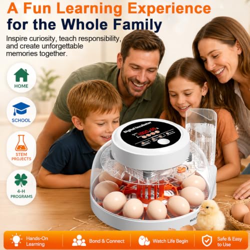 Upgraded Egg Incubators for Hatching Eggs, 22 Egg Incubator with Automatic Egg Turning, Temperature Control & Humidity Display, LED Candler, Incubator for Chicken, Duck, Quail Eggs - size: 22 EGGS