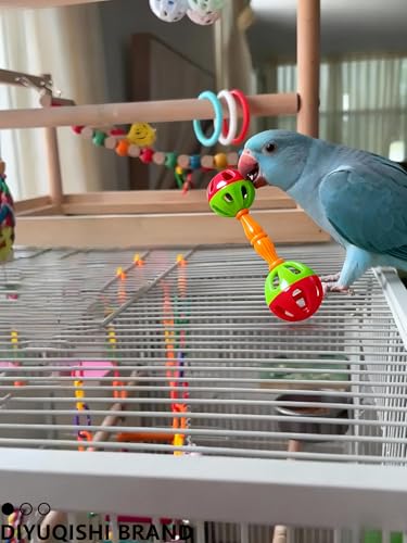 10-Pack Bird Toys for Parrots – Natural Rattan and Plastic Bell Balls | Safe, Fun Cage Decor, Foot Exercise, 1.5'' - 5.5'' - size: 1.5'' - 5.5''