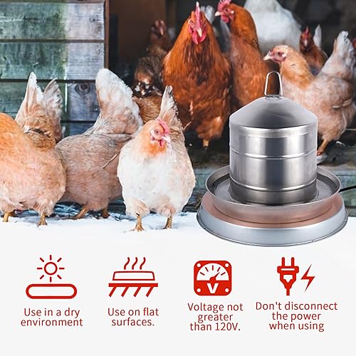 Chicken Water Heater for Winter， Heated Poultry Waterer Base,with Thermostat and 9.8ft Power Cord, Dia.11in - size: 1PACK