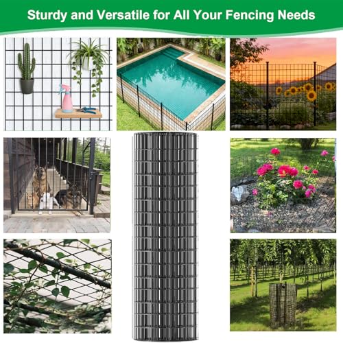Welded Wire Fence 48inch x 50ft, 2inch x 3inch Black Chicken Wire Fencing, 16Gauge PVC Coated Garden Wire Fence Rolls, Anti-Rust Metal Fencing for Yard Plant Protection Poultry Netting - size: 4ft x 50ft