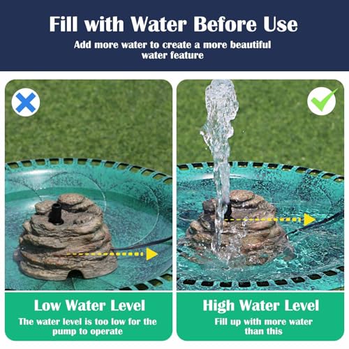 Bird Bath Water Fountain Resin Rock Fountain with 9.8ft Cord Length Water Pump Rock Waterfall for Hummingbird Birdbath Outdoor Decor for Garden Lawn Fish Tank and Aquariums (Brown) - color: Brown