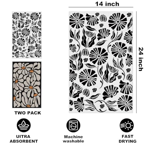 Jztco 2 Pcs Funny Trump Kitchen Towel, Floral Flower Hand Towels | Anti Trump Gifts for Women Absorbent Microfiber Dish Cloth Tea Towels for Kitchen Home Decor 14x24 Inch - color: Multi 1517