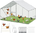 ACEPIC 10x6.5x6.5ft Metal Chicken Coop with Roosting Perch & Security Lock | Walk-in Poultry Cage with Waterproof & UV Resistant PE Top, Predator-Proof Hen Run - size: 118.11"L x 78.74"W x 78.74"H