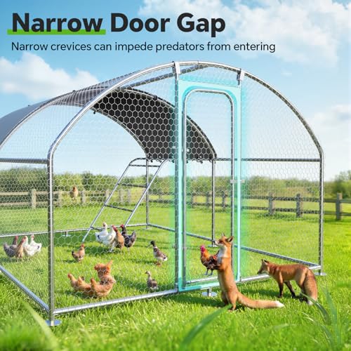 10 x 13.2 x 6.4 FT Metal Chicken Coop, Chicken Run with Cover | Walk-in Chicken Coop, Waterproof Cover, Side Hardware Cloth, Roosting Perch, reinforced frame, Backyard & Farm Use - size: 13.1x10.1Ft