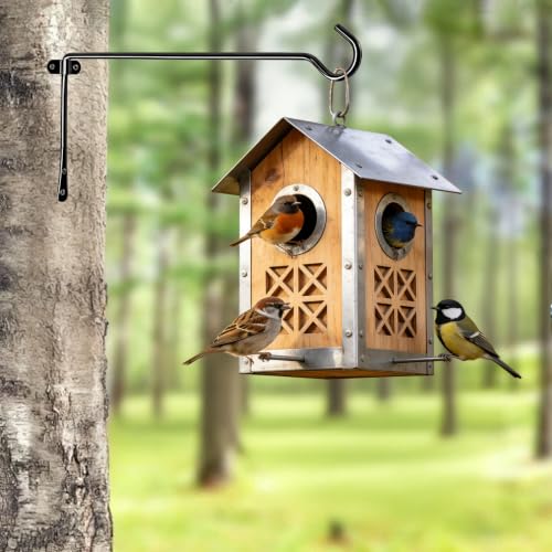2 Pack Metal Plant Hanger for Wall, Decorative Plant Hooks for Hanging Plants, Indoor Outdoor Wall Plant Holder for Hanging Planters, Bird Feeders Home Decor (Black, 13.3 in-Straight Hook) - color: Black, size: 13.3 IN-Straight Hook