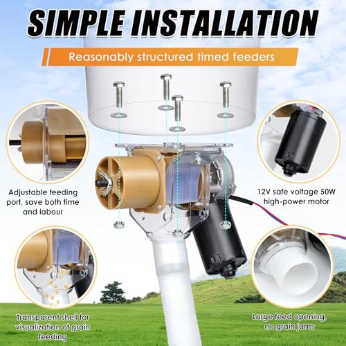 Timed Automatic Chicken Feeder 16 Groups of Timer & Quantitative | Chicken Feeder with Timer Poultry Feeders for Duck Bird, Adjustable Feed Port, Timed Design, Easy to Install,Widely Used