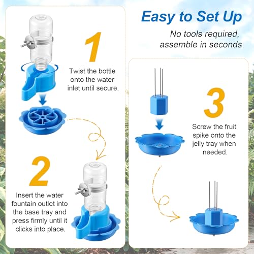 3 in 1 Nutrition Set, Compatible with Bird Buddy Feeders, Outdoor Bird House Accessories with Water Fountain, Fruit Spike & Jelly Tray Feeder, Easy to Attach