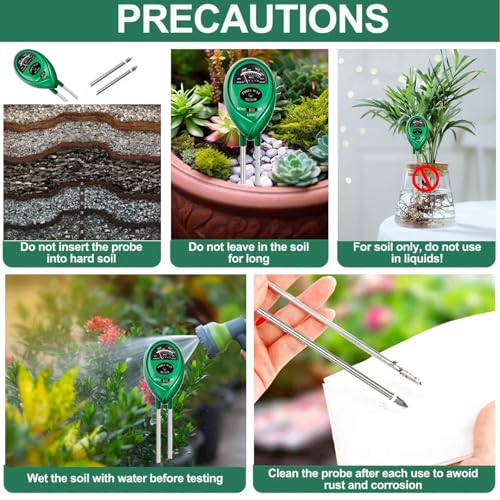 Soil Tester, Soil Test Kit Acidity Water, 3-in-1 Plant Moisture Meter Light/Moisture/PH Tester for Home, Garden, Lawn, Farm, Indoor and Outdoor Use, Promote Plants Healthy Growth - color: GREEN