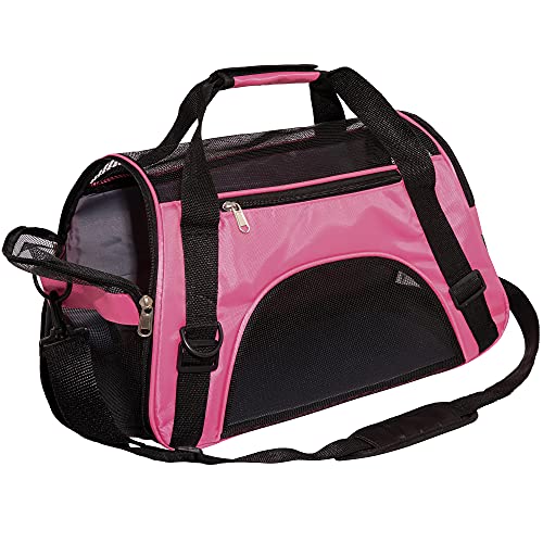 MuchL Pet Carrier Soft-Sided Carriers for Cat Carriers Dog Carrier for Small Medium Cats Dogs Puppies Pet Carrier Airline Approved Cat Dog Pet Travel Carrier (Medium,Pink) - color: Medium-Pink