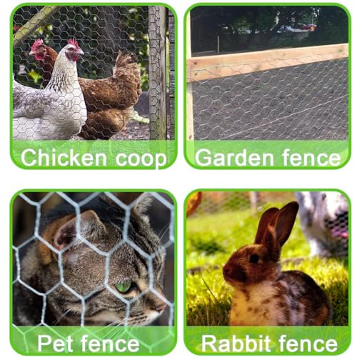 Black PVC Coated Hexagonal Chicken Wire Mesh, 1.31ft x 33.3ft Rustproof Galvanized Wire Net for Floral Arrangements DIY Crafts Chicken Coop Rabbit Garden Plant Protection Fencing