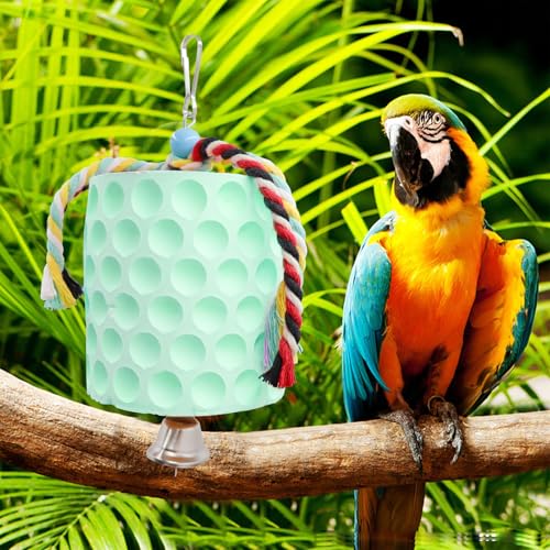 Oooct Extra Large Bird Chewing Toy, Parrot Beak Grinding Calcium Stone with Bells, Bird Cage Accessories, Cage Toys for Cockatiel Parakeet Parrot Budgies Rat Hamster Chinchilla Rabbit Bunny Green - color: Green