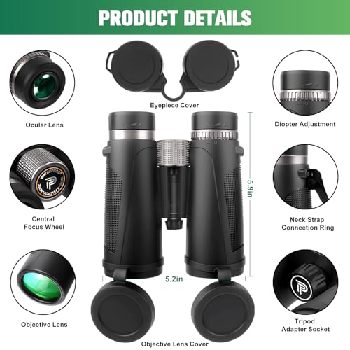 20x55 Binoculars for Adults High Powered,with Phone Adapter | Large View Waterproof Optics with Clear Low Light Vision, Easy Focus for Hunting, Bird Watching, Concerts, Sports - color: Dark