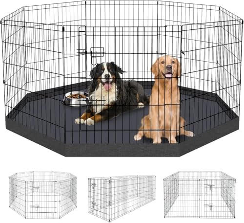Artmalle 30-Inch Dog Playpen with Bottom Pad, 8-Panel Rustproof Fence | 30-inch rustproof 8-panel dog playpen with bottom pad, foldable setup and flexible shapes for indoor or outdoor use. - style: 24'' x 30'' with Bottom cover
