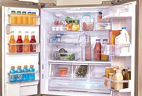 iDesign Plastic Egg Holder for Refrigerator with Handle and Lid, Fridge Storage Organizer for Kitchen, Holds up to 14, 4.25" x 14.5" x 3", Clear