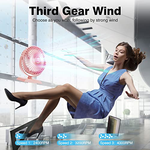 JZCreater USB Desk Fan, USB Fans Mini, 360 Rotation Desktop FanS with 3 Speed, Table Personal Cooling Fan, Quiet Mini Desk Fan, USB Powered, Small Fan for Home Office Bedroom Car Travel, Pink - color: Pink