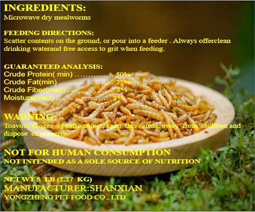 Classic Flock 11LB Dried Mealworms, High Protein for Chickens & Birds | Natural-Sourced Worms, No Fillers or Preservatives, Low Dust, Suitable for Chickens, Ducks, Reptiles - size: 11 Pound (Pack of 1)