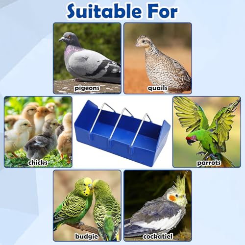 Hamiledyi 2 Pack Pigeon Feeder, Bird Dispenser Slot Container, Thick Durable Slot Container Feeding, Removable Steel Wire Partition for Pigeons Quails Birds Chicks Ducklings(Length: 8") - size: M:8 x 4 x 3 inches
