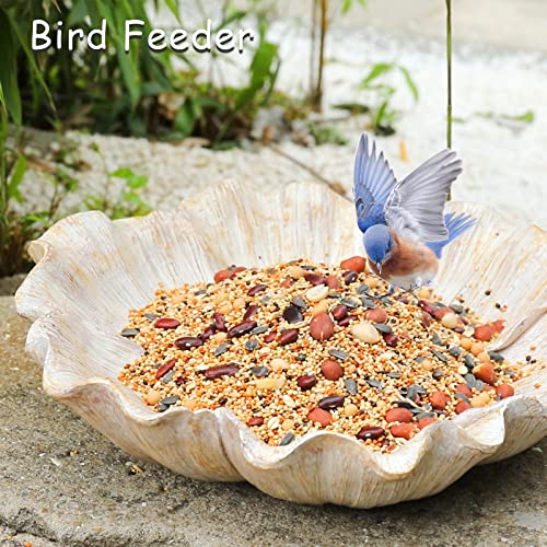 Bird Bath for Outdoors, Resin Garden Flower Birdbath Bowl Yard Decor | Antique Ground Bird Baths Birdfeeder for Outside, Flower Tabletop Bird Water Bowl - color: Light Orange