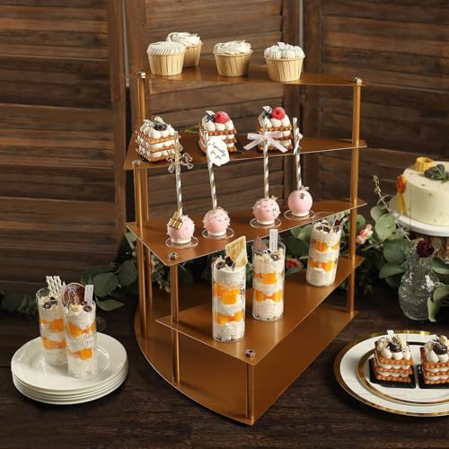 Efavormart 17" Tall 4-Tier Gold Metal Spiral Stairway Cupcake Display Stand, Dessert Cake Step Pedestal Tray - color: Gold, size: 4-Tier 17" Spiral