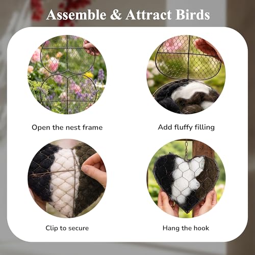 Handmade Alpaca Fiber Nesting Heart – Soft Natural Holder for Wild Birds, Garden Trees, Winter Shelter & Bird Lover Gift