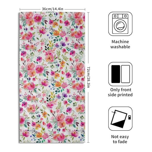 Spring Summer Floral Hand Towels Set of 2, Multicolor Flower Decorative Bathroom Towel 28x14 Inch, Soft Absorbent Microfiber Wash Cloth for Kitchen Gym Hotel Home Decor - color: Multicolor Flower
