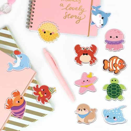 MAYJOYDIY 24Pcs Marine Animal Acrylic Chip Clips Crab Bag Sealer Closures | Dolphin Starfish Bag Clips, Assorted Sea Creature Silhouettes, Firm Sealing Force, Preserve Food Tidy Kitchen Storage Space - style: Marine Organism