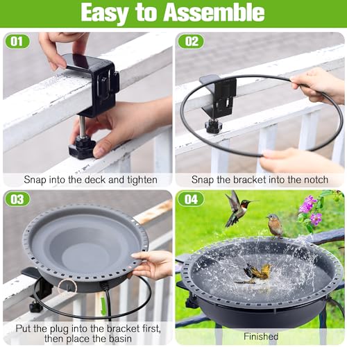 Bird Baths for Outdoors, Bird Bath Bowl Water Feeder Outdoor for Hummingbirds for Garden Yard Patio Lawn, Ideal for Attracting Birds(Deck Mounted Style) - style: Deck Mounted Style