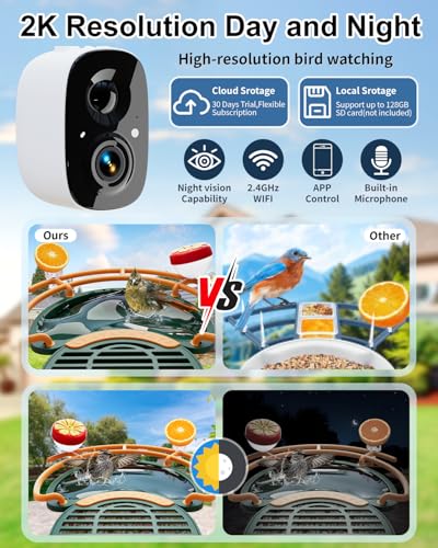 Bird Feeder with Camera, Smart Birdfeeder with Cam Solar Powered, 2K HD Video, AI Identification, Instant Arrival Alerts, IP66 Bird Bath & Feeder,Gift for BirdLover (with BirdBath, Dark Green) - color: Dark Green, style: With BirdBath