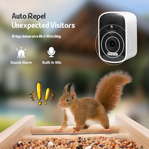 Smart Bird Feeder with Camera, 2.5K HD Camera Bird Feeder, AI Identify, Solar & Battery Powered, Auto Capture & Notify in Time, Bamboo Wooden, Ideal Gift for Family(1.55L)