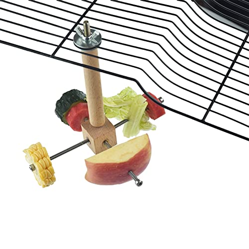Sturdy Bird Food Holder, Wooden Perch for Cage, Rotating Stand for Fresh Fruits and Veggies, Interactive Toy for Parrots, Reducing Boredom | Bird Cage Feeder Foraging Toys,Parrot Fruit Vegetable Skewer,Bird Treat Sticks for Cockatiel Conure,Reducing Bored