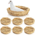 Eorbow 6 Packs Woven Straw Bird Nests, 8" Handmade Flat Base Spawning Nest, Small Animal Breeding Bed Hatch House Cage Accessories for Dove Pigeon Parrot Cuckoo Sparrow Rabbits Chinchillas Hamster