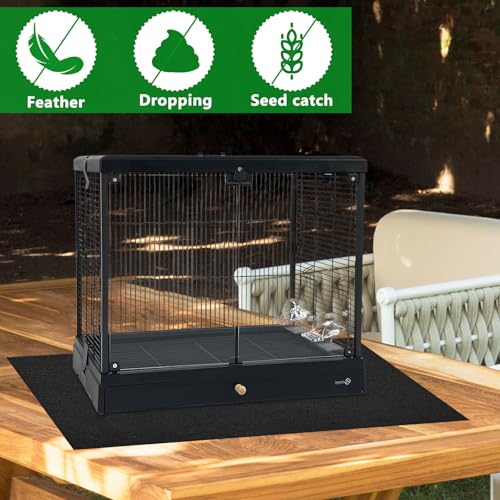 Large Bird Cage Mat, 35x47 Inch Under Pet Cage Mat for Bird Cages, Dog Crate Mat Liner, Reptile Aquariums, Waterproof Felt Liner with Non-Slip Backing for Kennel Training, Floor Protector - size: 35x47 Inch