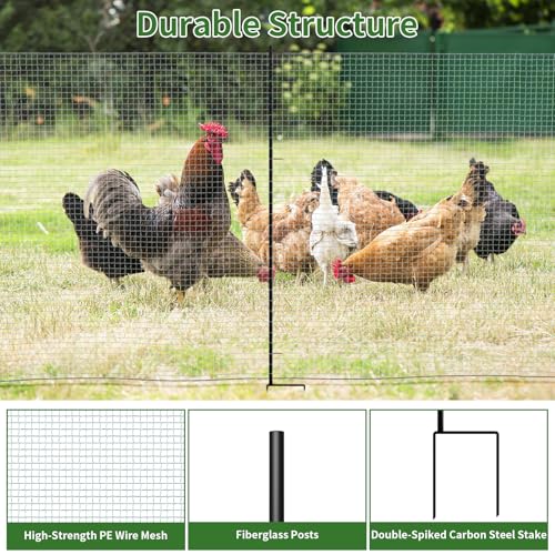 Non Electric Fence Netting, 40in x 100ft Movable Livestock Nets | Portable Chicken Mesh for Ducks, Goats, Sheep, Dog, Reusable Nylon Animal Barrier Fencing for Backyards, Farms Ranches - size: 40in x 100ft(Nylon)