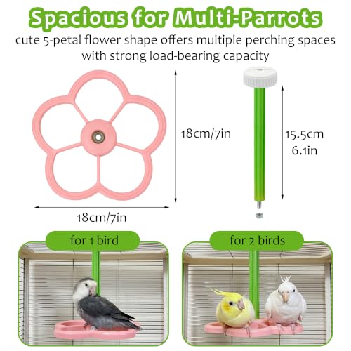Washable Bird Spinning Perch Toy, with 1.8'' Washer Fit Most Cages | 360° Rotation Perch with Anti-Slip Texture, Sturdy Hanging Parakeet Cage Toy for 1-2 Birds Cockatiels Budgies Lovebirds - color: Pink