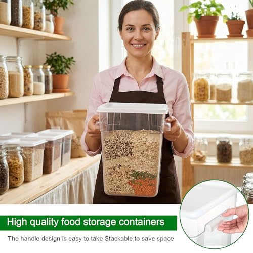 FoldTier 2 Pieces Square Food Storage Containers Polycarbonate Clear food Container with Lid Commercial Storage with Graduations for Commercial Kitchen Dough Marinating Meat(White,22 Qt) - color: White, size: 22 Qt