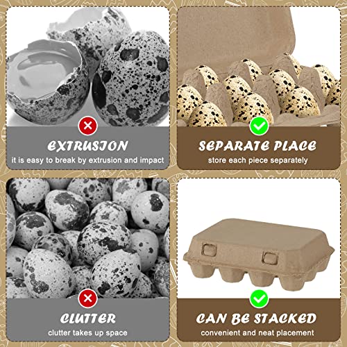 60 Pcs Quail Egg Cartons Paper Pulp Basket A Dozen Paper Crates Blank Cardboard Quail Egg Holder Container Reusable Storage Tray for Home Kitchen Refrigerator Farmhouse(3 x 4 Square,Gray)