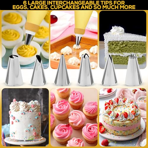 Deviled Egg Piping Tool – Reusable Piping Bag and Tips Set, 9 Piece Silicone Piping Bag Decorator & Filler Kit for Perfect Party Appetizers (Yolk Yellow)