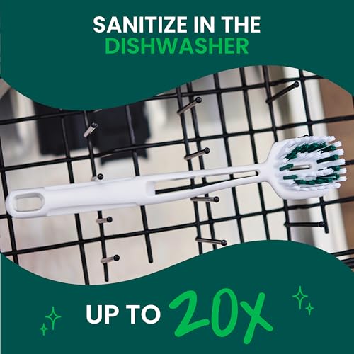 Scotch-Brite Pot & Pan Brush, 4 Pack | Durable and Long Lasting Dish Brush with Handle for Scrubbing Stainless Steel, Outdoor Furniture & Sinks without Scratching