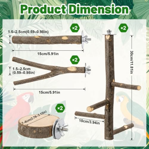 Novabright 6 Pack Natural Wood Bird for Cage Perches Wooden Parrot Stand with Fork Toys Hanging Multi Branch Platform Hanging Grapevine Parrot Perch for Parakeets Budgies Pet Bird Accessories