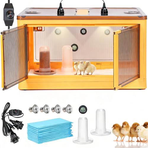 115L Chicken Brooder Box for Chicks Kit with Heater Chicks Warmer Brooder Plate Ducks Tent Pen Thermometer for 30 Ducks Bedding Indoor Quail Brooder (115L) - size: 16.5"L x 13.0"W x 23.6"H