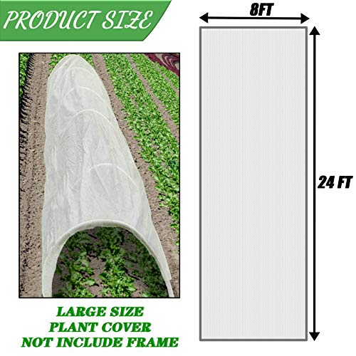 Darnassus 8FT×24FT Plant Covers Frost Cloth Breathable Floating Row Cover | Frost Cloth Plant Freeze Protection Floating Row Covers for Winter Garden Beds Plant Growth Pest Protection