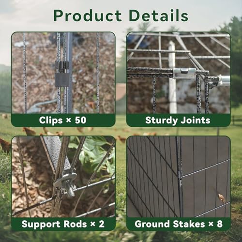 STILLCOVE Large Chicken Coop Run Outdoor: 130" × 40" Duck Pen with Cover | Rust-Resistant Design, Metal Poultry Cage Pet Playpen for Rabbit, Bunny, Cat, Kitten, Dog, Doggy, Duck, Hen, Quail, Goose